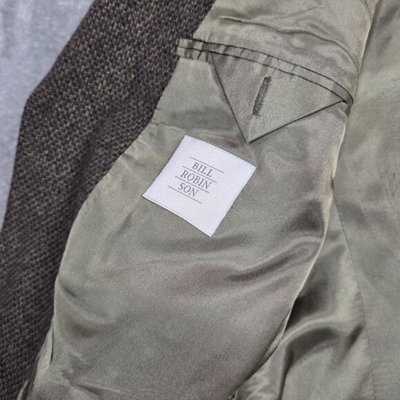 Bill Robinson Sport Coat 42S Green Tweed Wool Camel Hair Blend Blazer Jacket - Picture 3 of 13